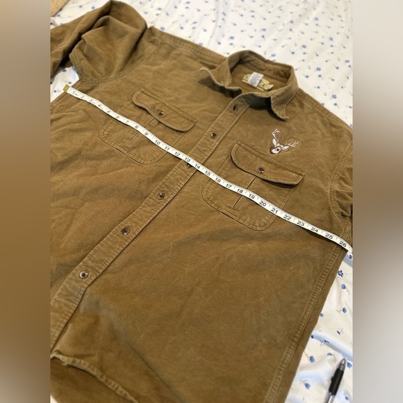 VTG 90s Sz: XL Cabela's Embroidered Deerskin Soft Chamois Flannel Button Down. - Picture 3 of 11